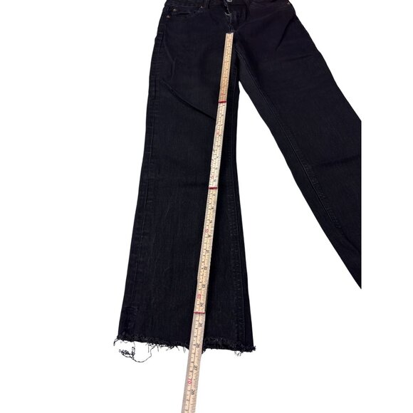 H&M High-Waisted Black Wide-Leg Frayed Hem Jeans - Picture 5 of 11